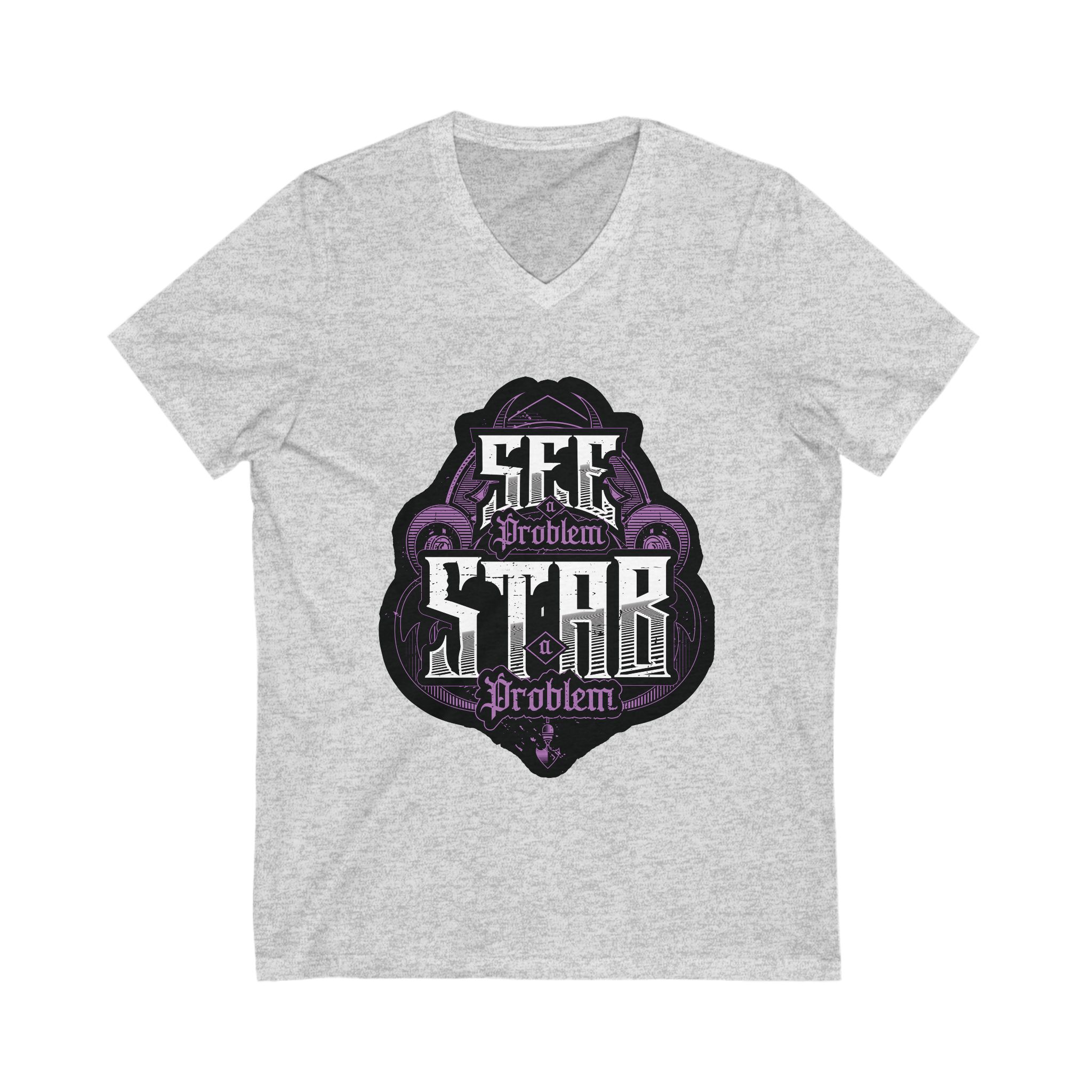 See a Problem Stab a Problem V-Neck Tee - Image 2