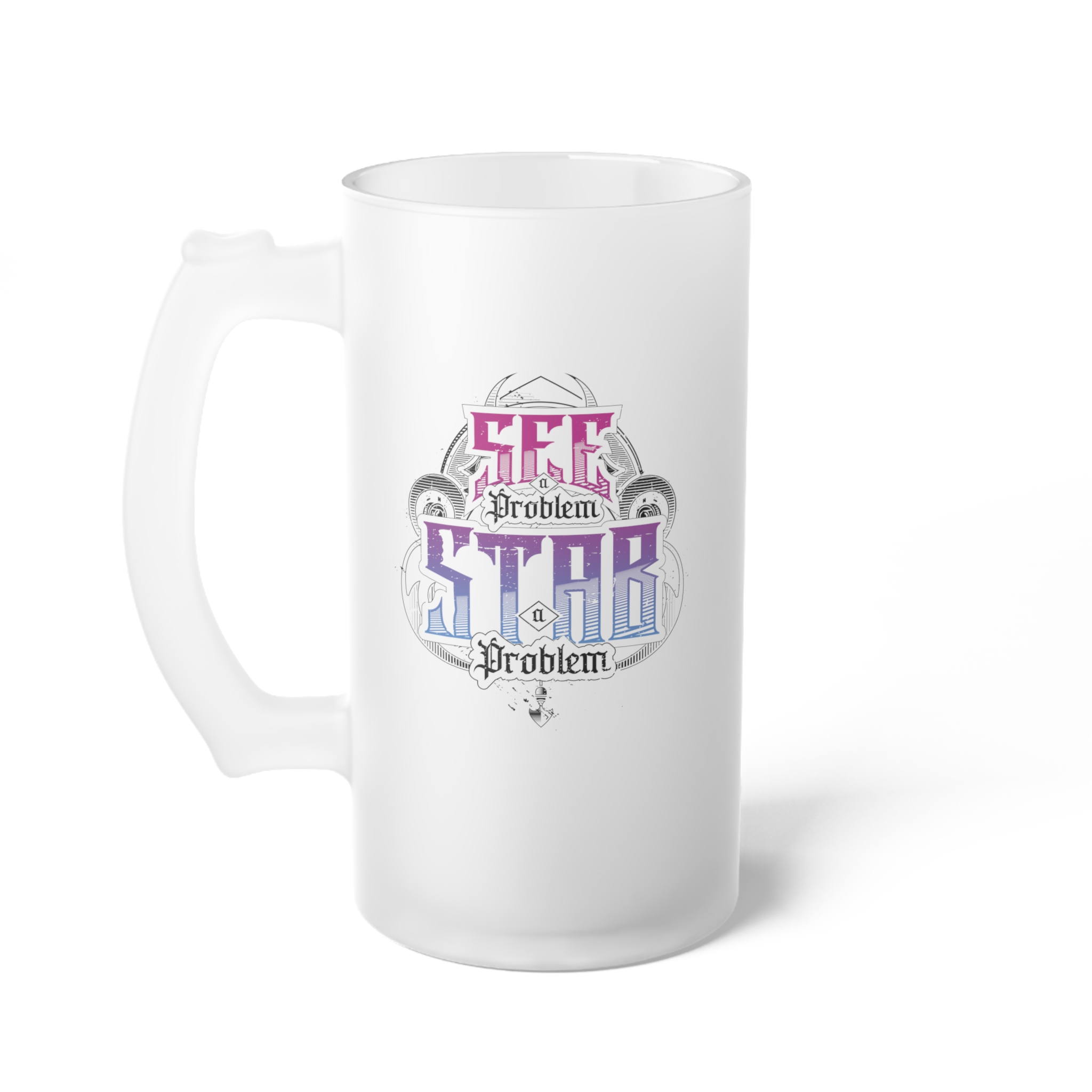 See A Problem Stab a Problem Frosted Glass Mug